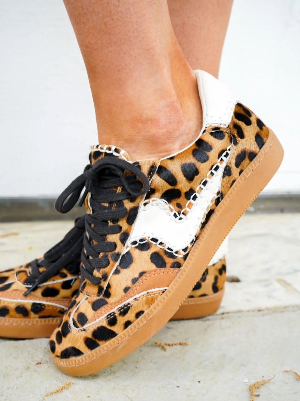 Dolce Vita Notice Stitch Leopard Low-Profile Lace-Up Sneakers